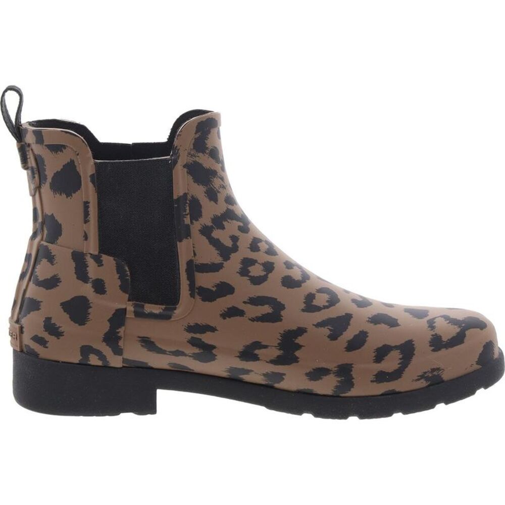 Hunter Leopard Print Brown & Black Chelsea Rain Boot - Picture 2 of 7